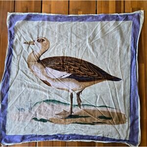 Perry Ellis Vintage 100% Cotton‎ Scarf Goose Bird Print Classic Old Money Preppy